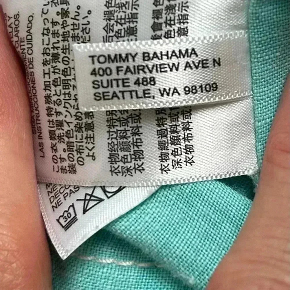 Tommy Bahama Linen Blue Button Up Shirt Long Sleeve Adult 3XL - Picture 11 of 14